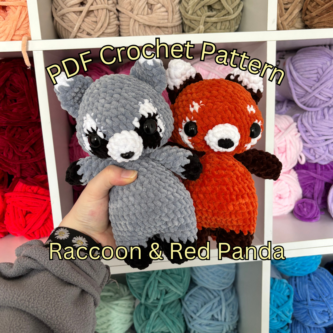 Raccoon and Red Panda Crochet Pattern Pack