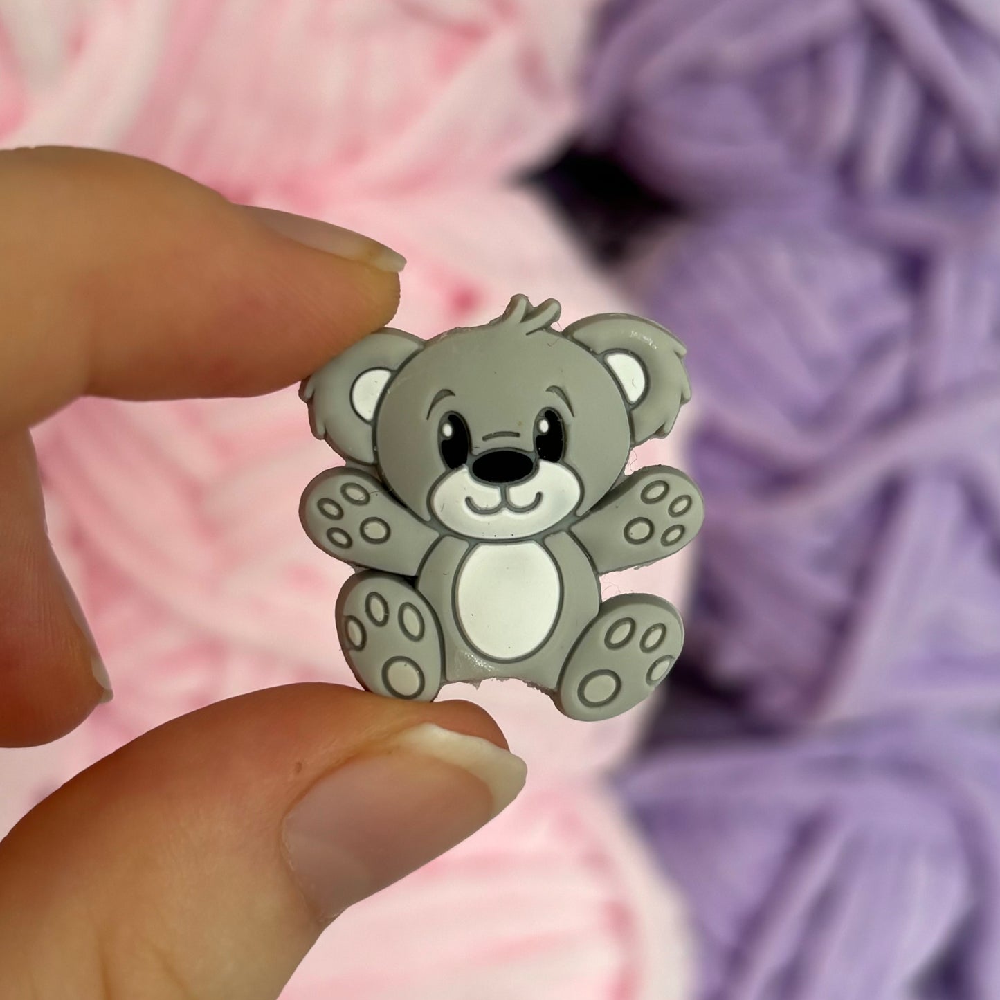 Grey Teddy Bear Crochet Hook